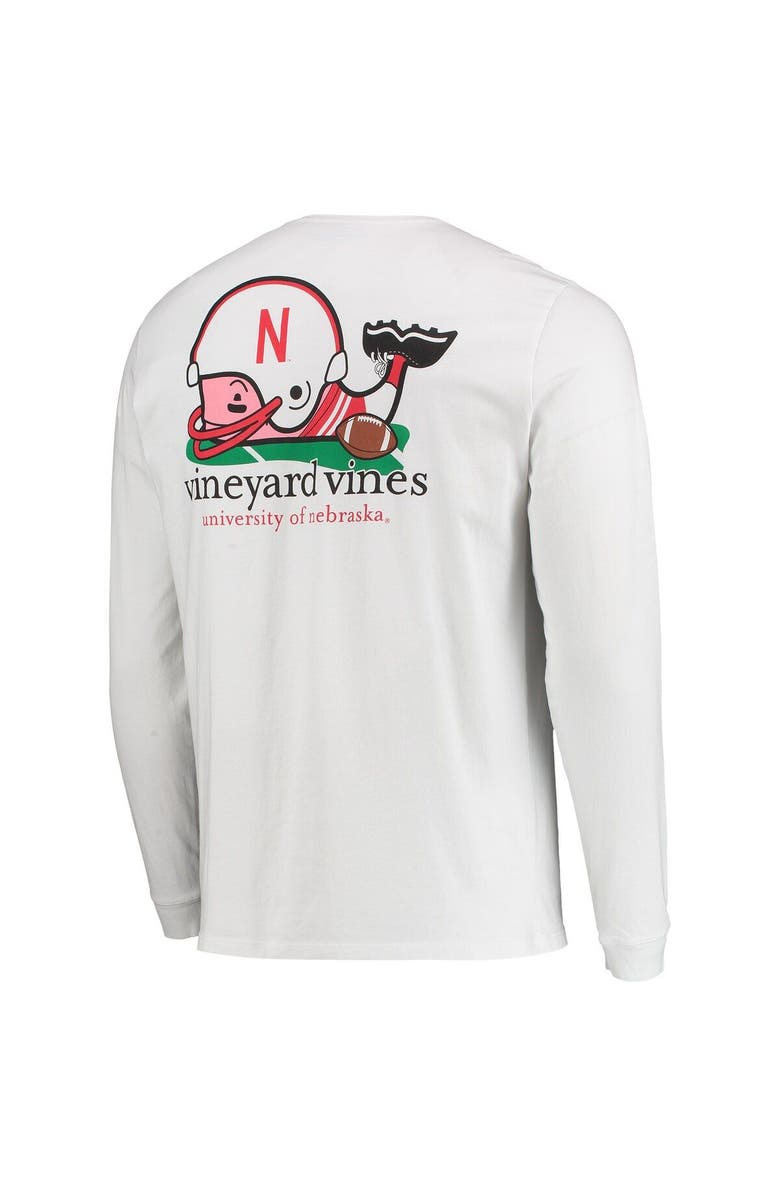 vineyard vines Men's Vineyard Vines White Nebraska Huskers Football Whale Long Sleeve T-Shirt, Alternate, color, 