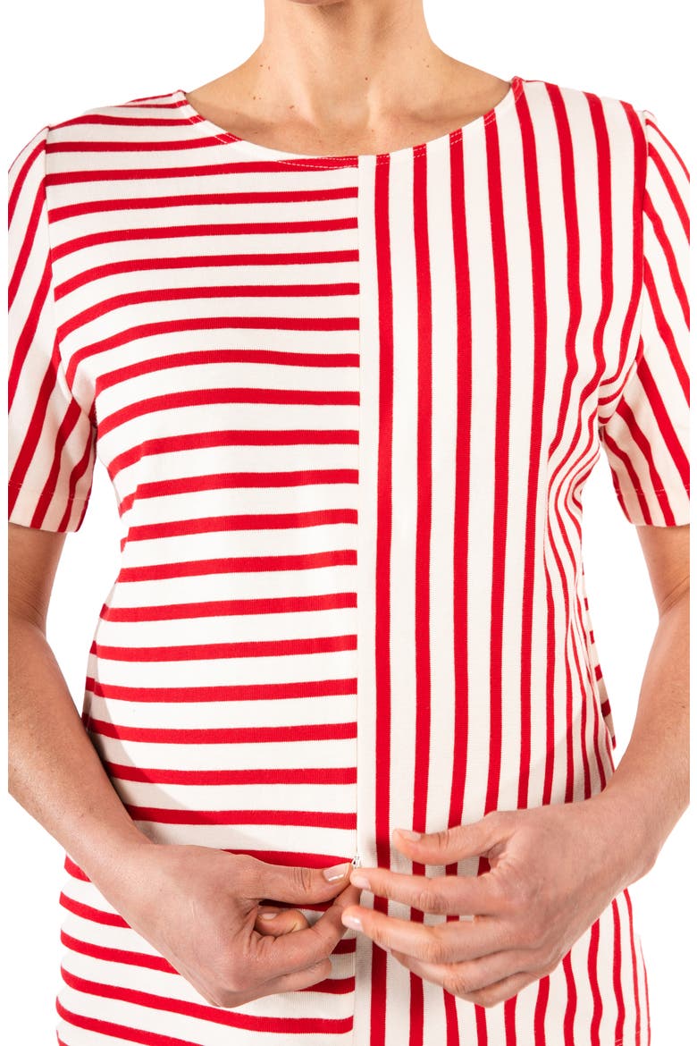 Ginger Stripe Maternity/Nursing Shirt, Alternate, color, RED/ CREAM STRIPES