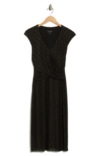 Connected Apparel Lurex Mesh Midi Dress In Black