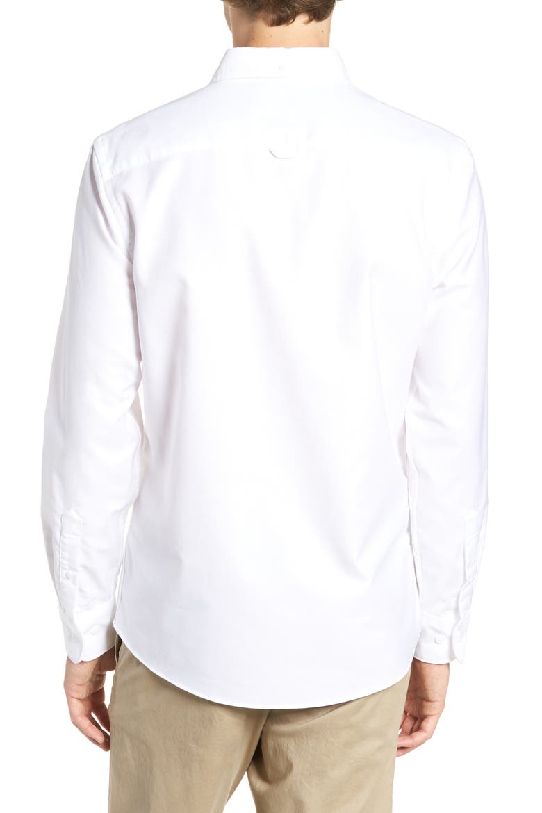Trim Fit Washed Oxford Shirt, Alternate, color, WHITE OXFORD