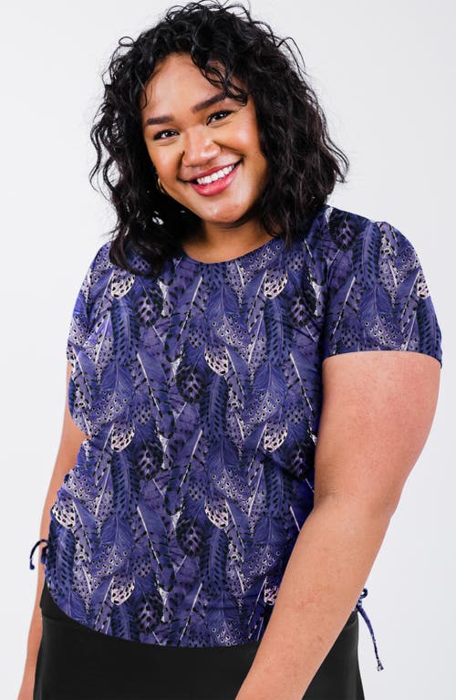 Calypsa Plus Size Short Sleeve Adele Swim Top In Blue