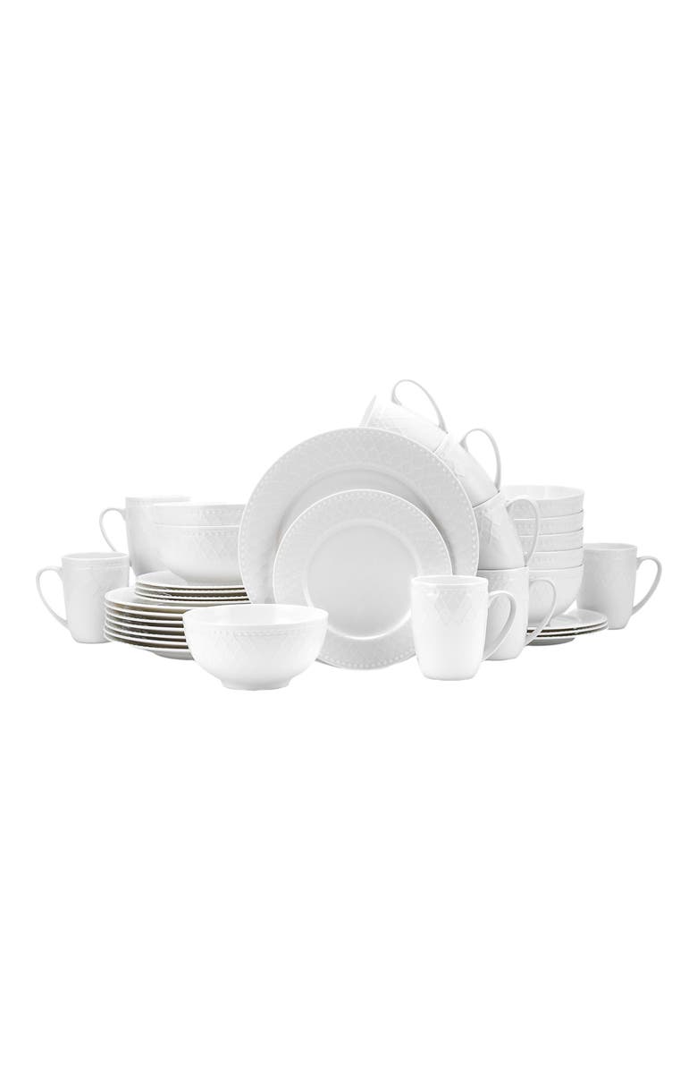 Stone Lain Alexandria Bone China 16-Piece Dinnerware Set, Alternate, color, White