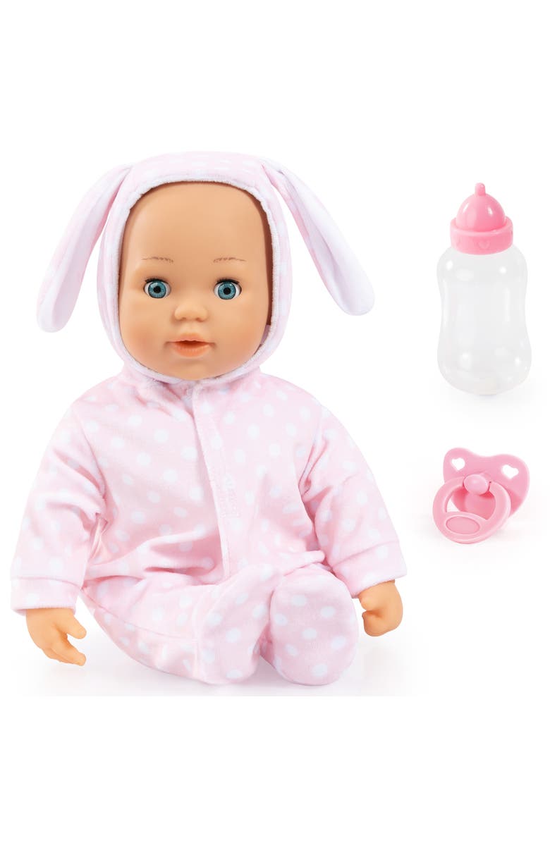 Bayer Design First Words Baby Anna Pink Bunny 24 Sounds 15" Doll Pacifier+Bottle, Main, color, Multicolored