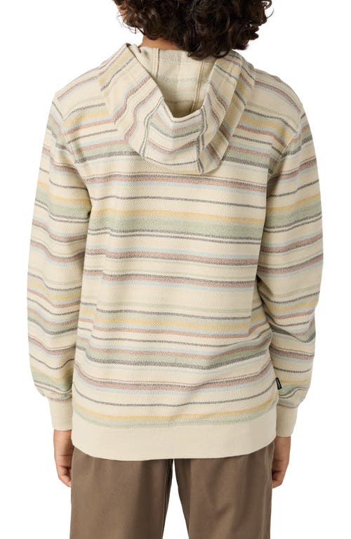 O'neill Kids' Bavaro Blanket Stripe Pullover Hoodie In Light Khaki