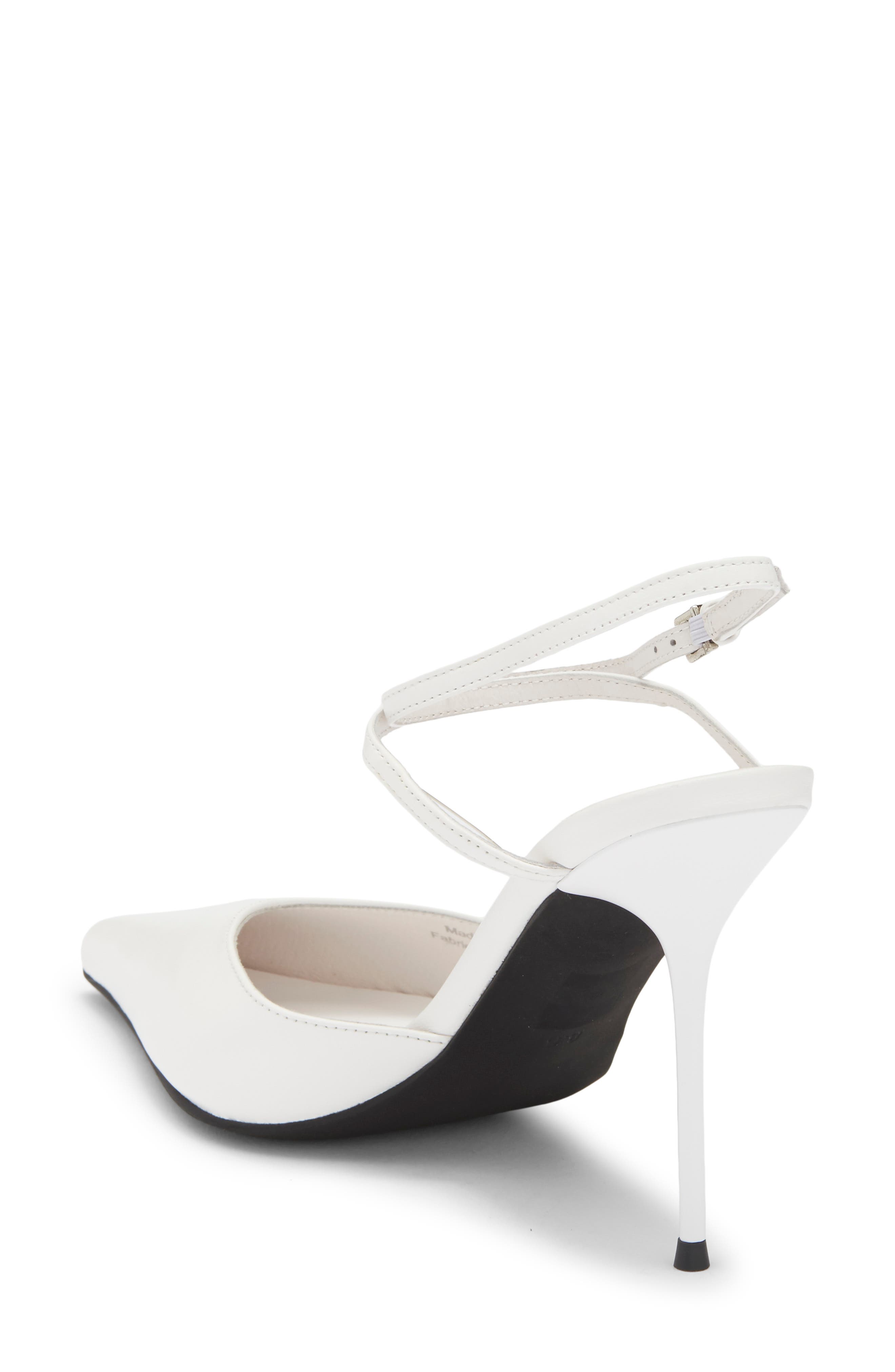 Bordeaux Ankle Strap Pointed Toe Pump, Alternate, color, WHITE