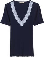Madewell Lace Trim V-Neck Rib Top