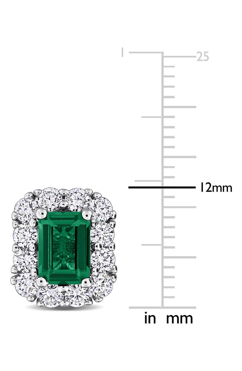 Created Forever Sterling Silver Emerald Cut Lab Grown Diamond Halo Stud Earrings, Alternate, color, 