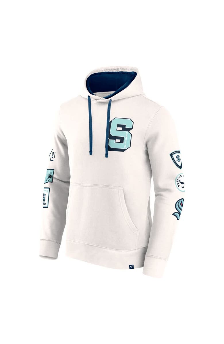 FANATICS Men's Fanatics White Seattle Kraken Letterman Fleece Pullover Hoodie, Alternate, color, White