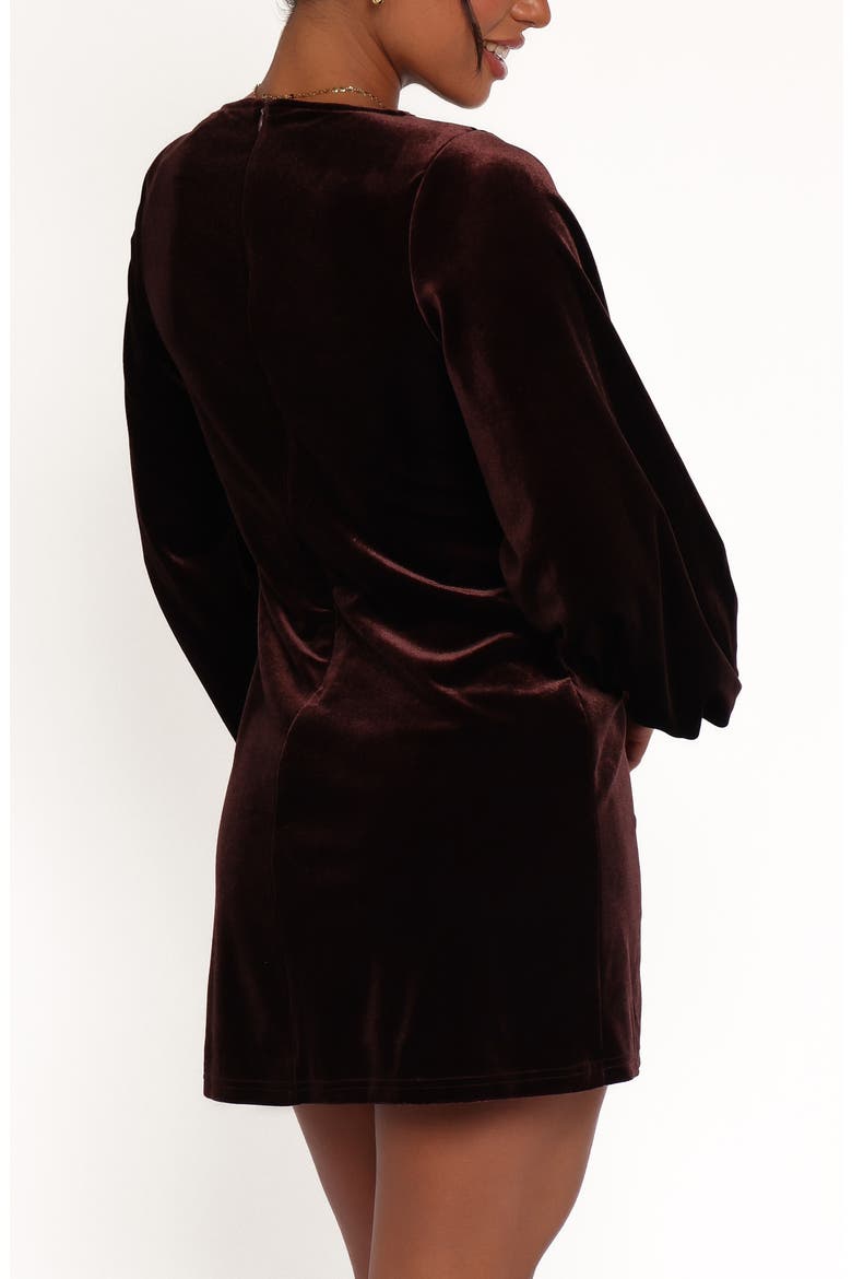 Twylar Long Sleeve Velvet Minidress, Alternate, color, BROWN