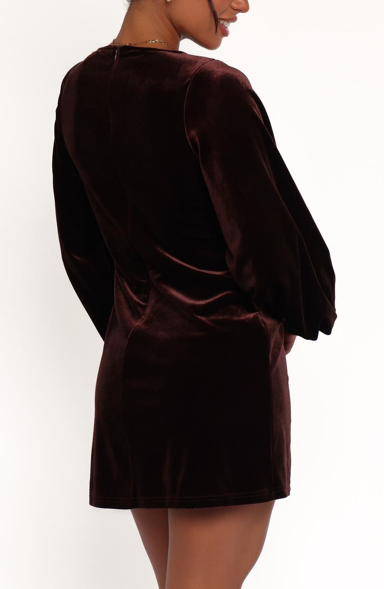 Petal & Pup Twylar Long Sleeve Velvet Minidress, Alternate, color, Brown