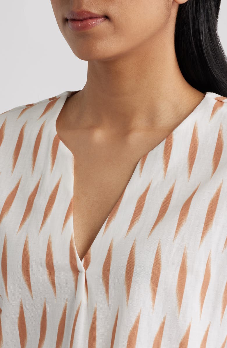 Bobeau Dolman Sleeve Piqué T-Shirt, Alternate, color, Ivory/ Light Brown Ikat