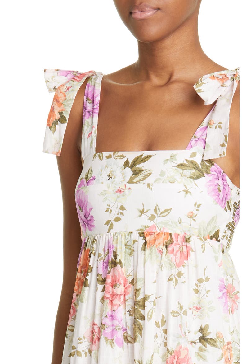 Pattie Tie Shoulder Cotton Maxi Dress, Alternate, color, CREAM FLORAL