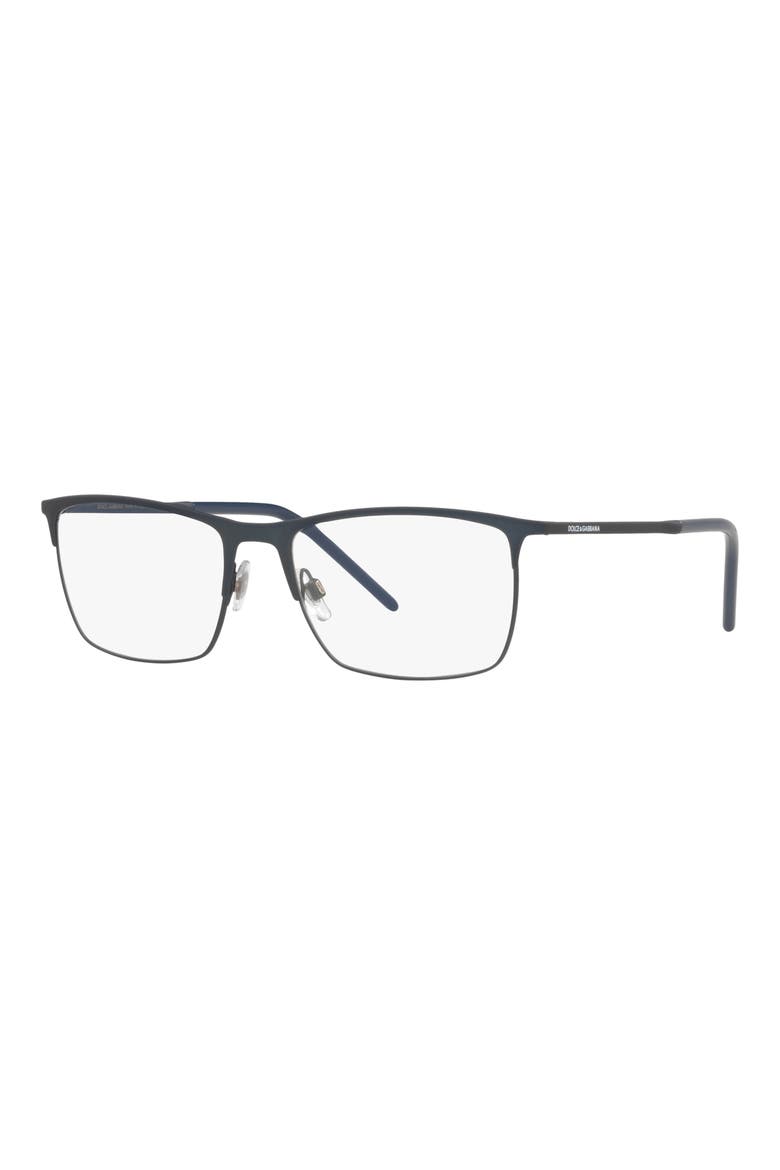 Dolce & Gabbana 57mm Rectangular Optical Glasses, Alternate, color, NAVY