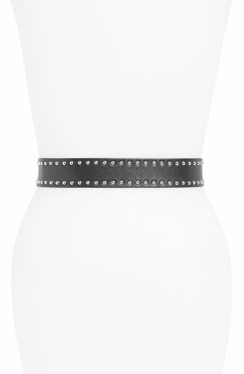 AllSaints Studded Leather Belt, Alternate, color,