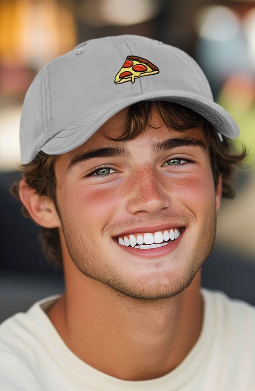 Dalix Pizza Slice Embroidered Dad Hat In Gray