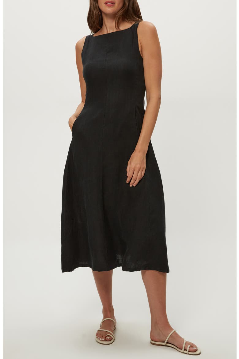 fit & flare linen-blend cami midi dress for women Linen Fit And Flare Dress