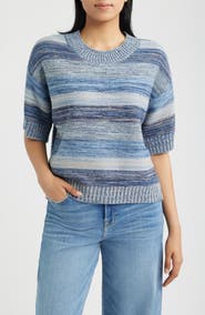 CITY BLUES Broome Melange Stripe Crewneck Sweater