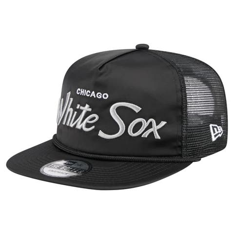 Men's New Era Black Chicago White Sox Retro Satin Script Golfer Adjustable Hat