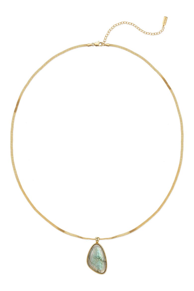 14k Yellow Gold Plated Labradorite Pendant Necklace, Alternate, color, GREEN/ GOLD