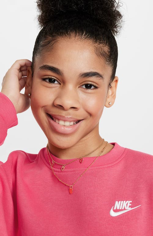 Nike Women's Sportswear Club Fleece Girls' Boxy Crew-neck Sweatshirt In Red