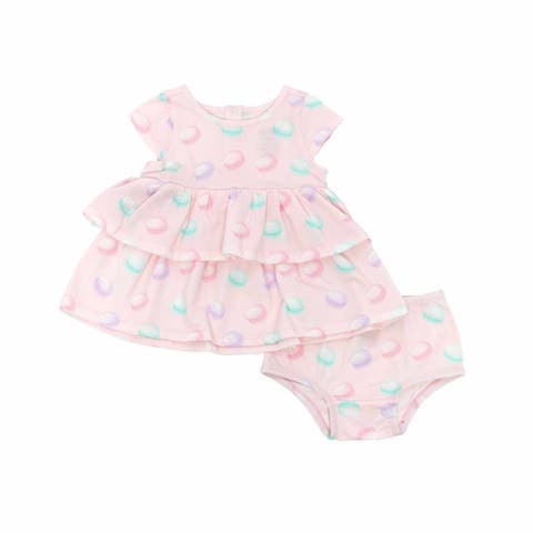 Kids Organic Layered Dress with Matching Bloomers in Macarons
