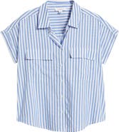 beachlunchlounge Brianna Stripe Cotton Blend Button-Up Shirt