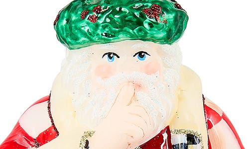 Mackenzie-childs Mackenzie Childs Check It Out Santa Lucia Glass Ornament In Multi