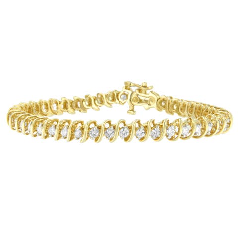 14K Yellow Gold 3.00 cttw Diamond Spiral Link Bracelet