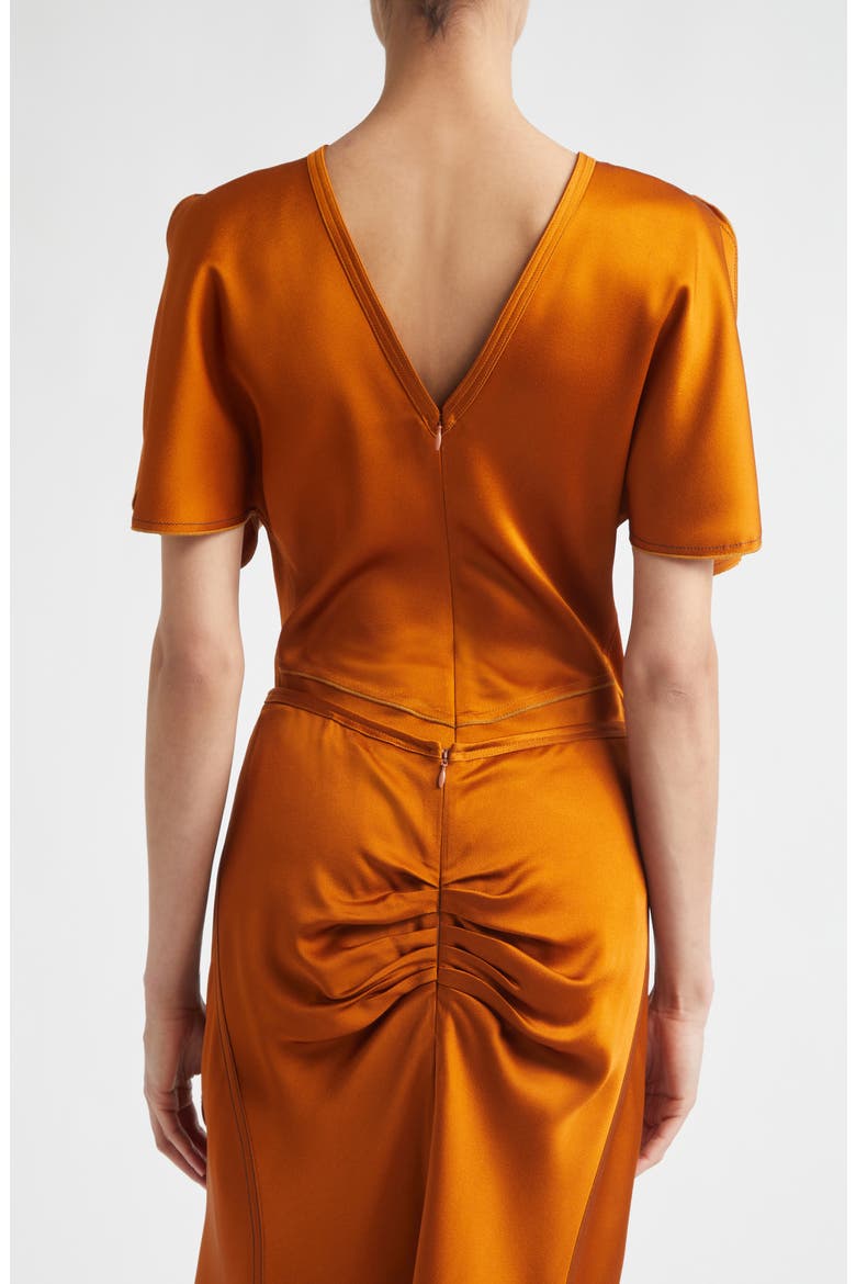 Draped Crepe Back Satin Top, Alternate, color, BRONZE