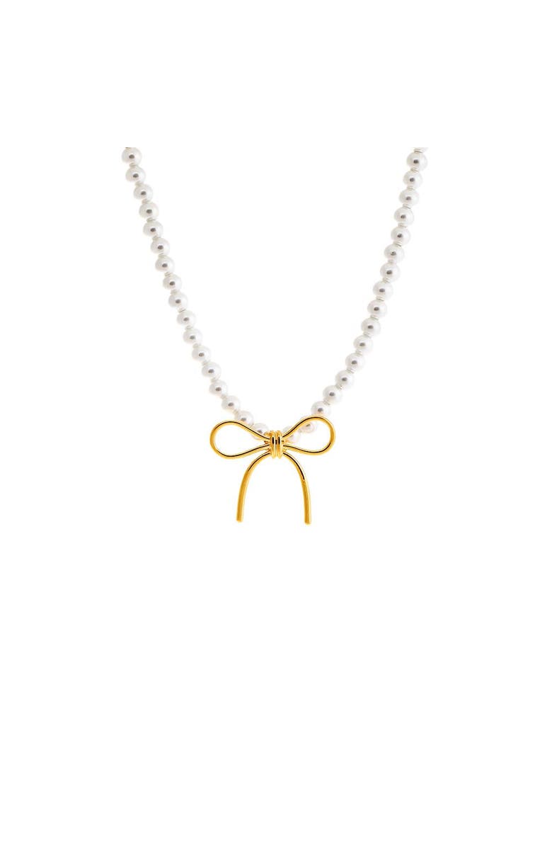 BY ADINA EDEN Pearl X Solid Bow Tie Necklace, Main, color, 