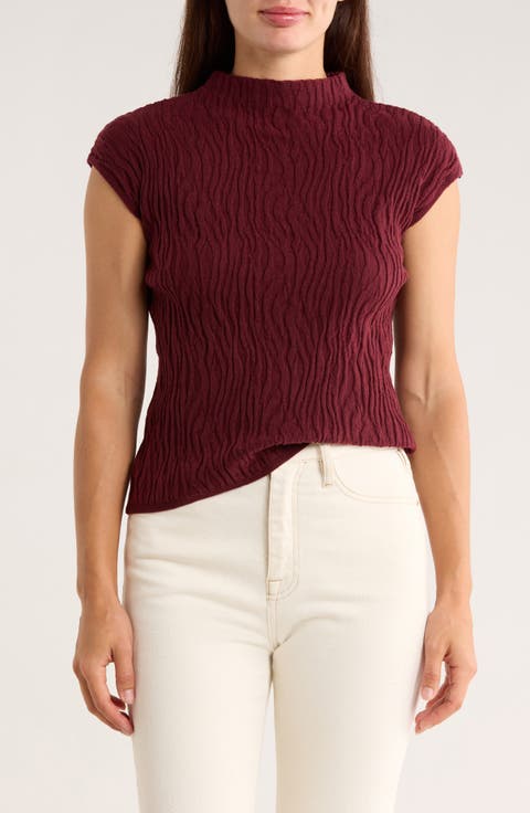 Animal Jacquard Stripe Cap Sleeve Sweater