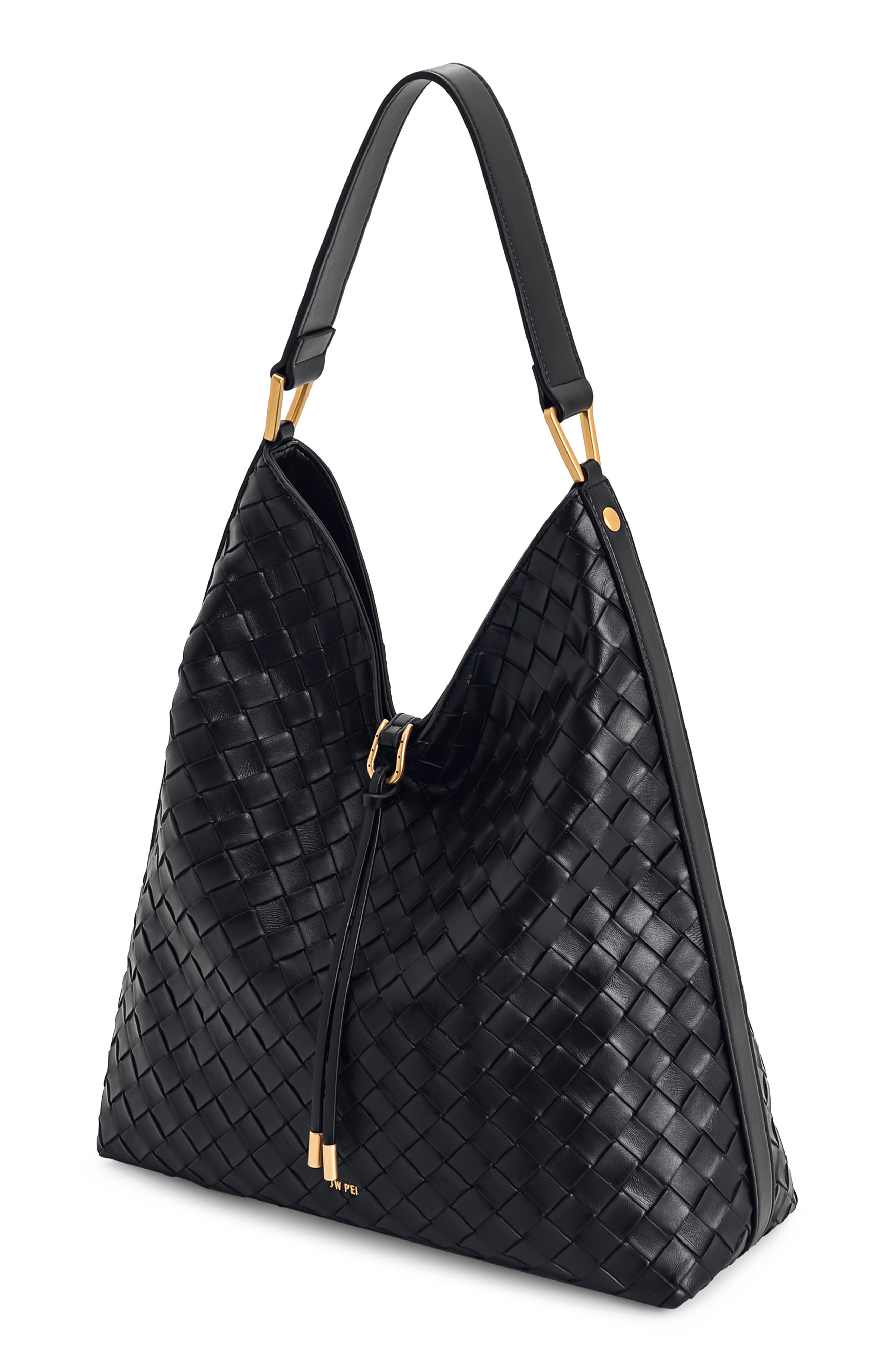JW PEI Aria Woven Faux Leather Shoulder Bag, Alternate, color, Black