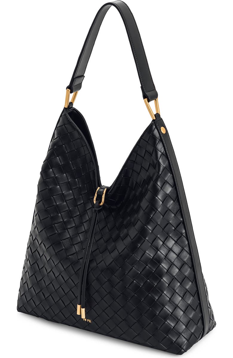 JW PEI Aria Woven Faux Leather Shoulder Bag, Alternate, color, Black