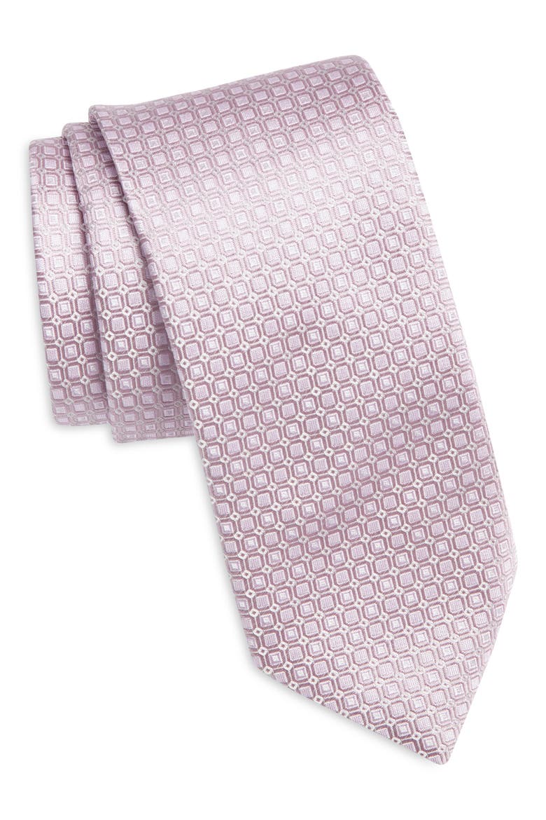 Grid Silk Blend Tie, Main, color, OPEN PURPLE