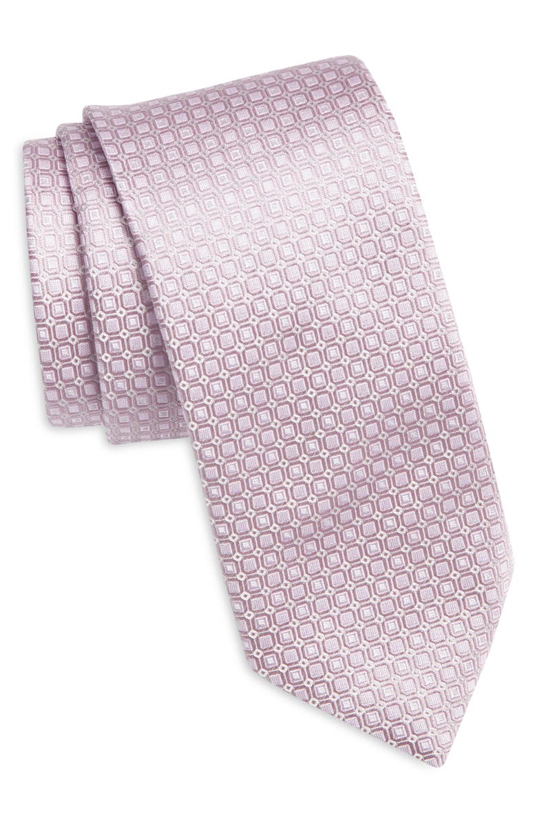 BOSS Grid Silk Blend Tie, Main, color, Open Purple