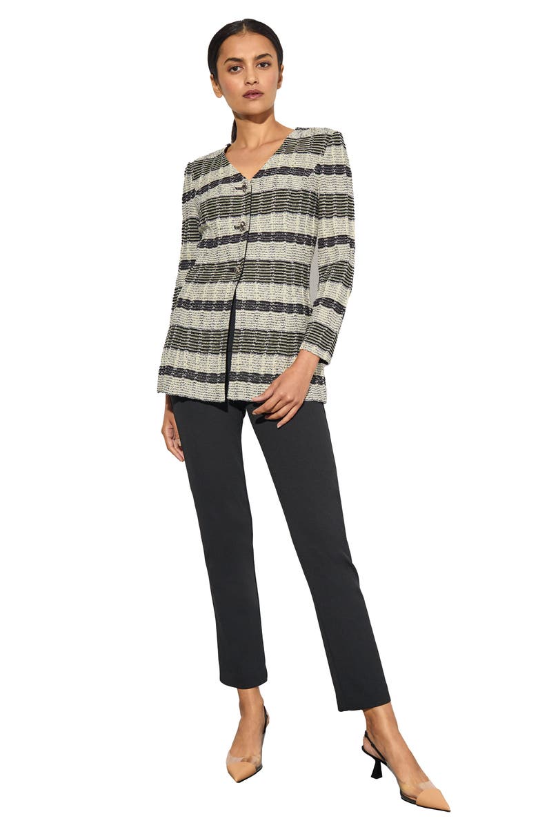 Ming Wang Heritage Fit Textured Knit Jacket, Alternate, color, Mink/ Lemon/ Lunar Rock/ Black