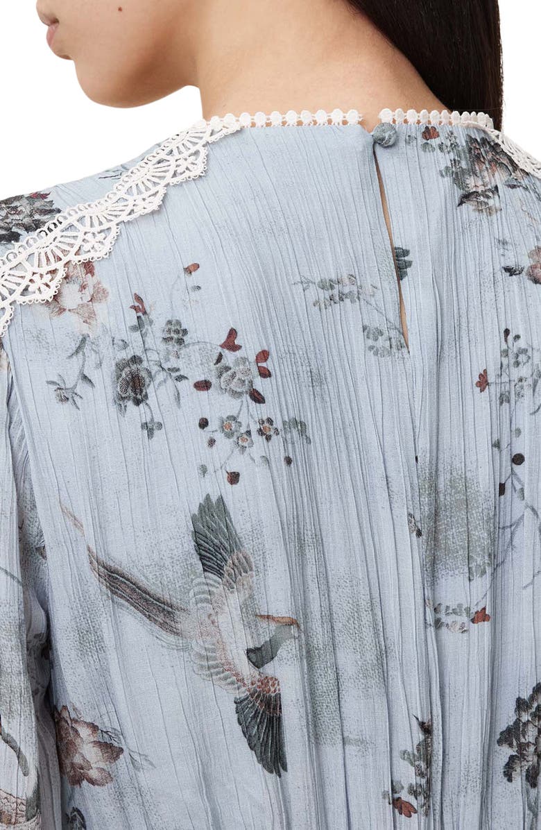 AllSaints Zora Tiered Floral Long Sleeve Top, Alternate, color, Origin Blue Bird