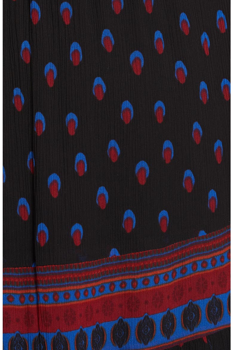 Barie Ruffle Print Midi Dress, Alternate, color, BLACK