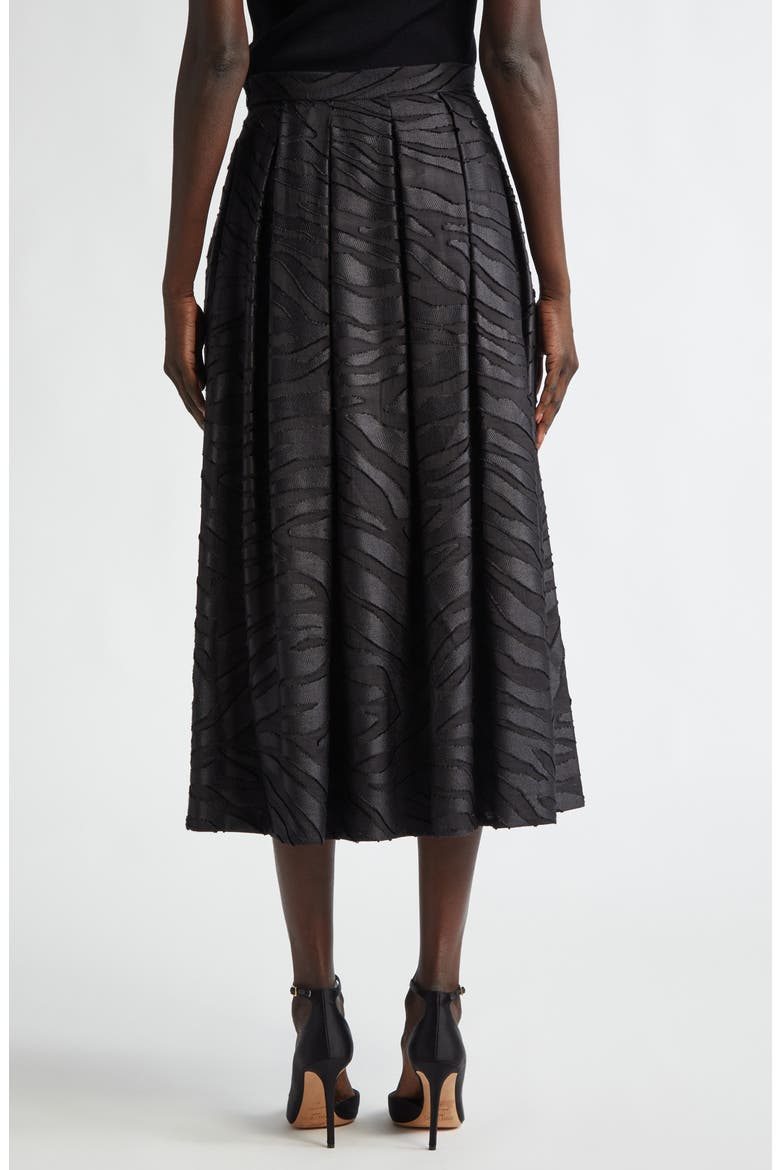 Pleated Zebra Fil Coupé Skirt, Alternate, color, BLACK