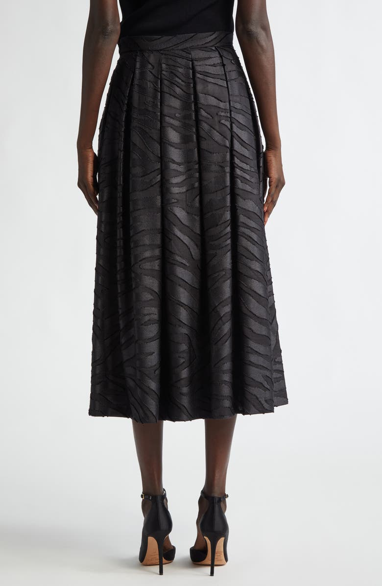 ST. JOHN Pleated Zebra Fil Coupé Skirt, Alternate, color, Black