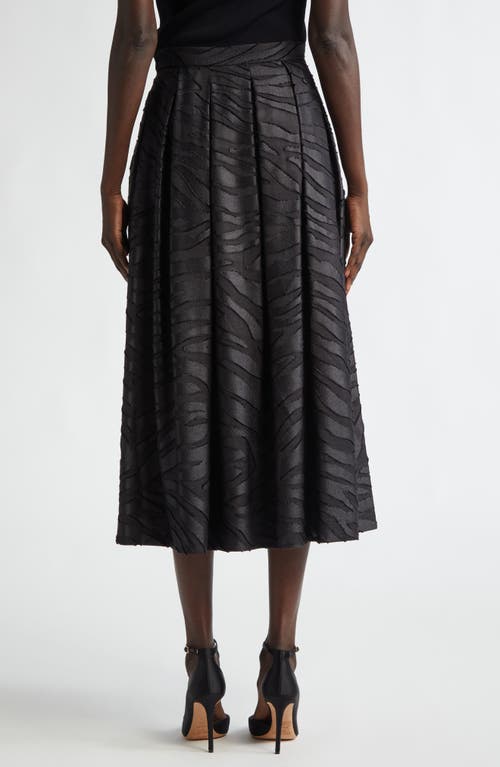 St John St. John Collection Pleated Zebra Fil Coupé Skirt In Black