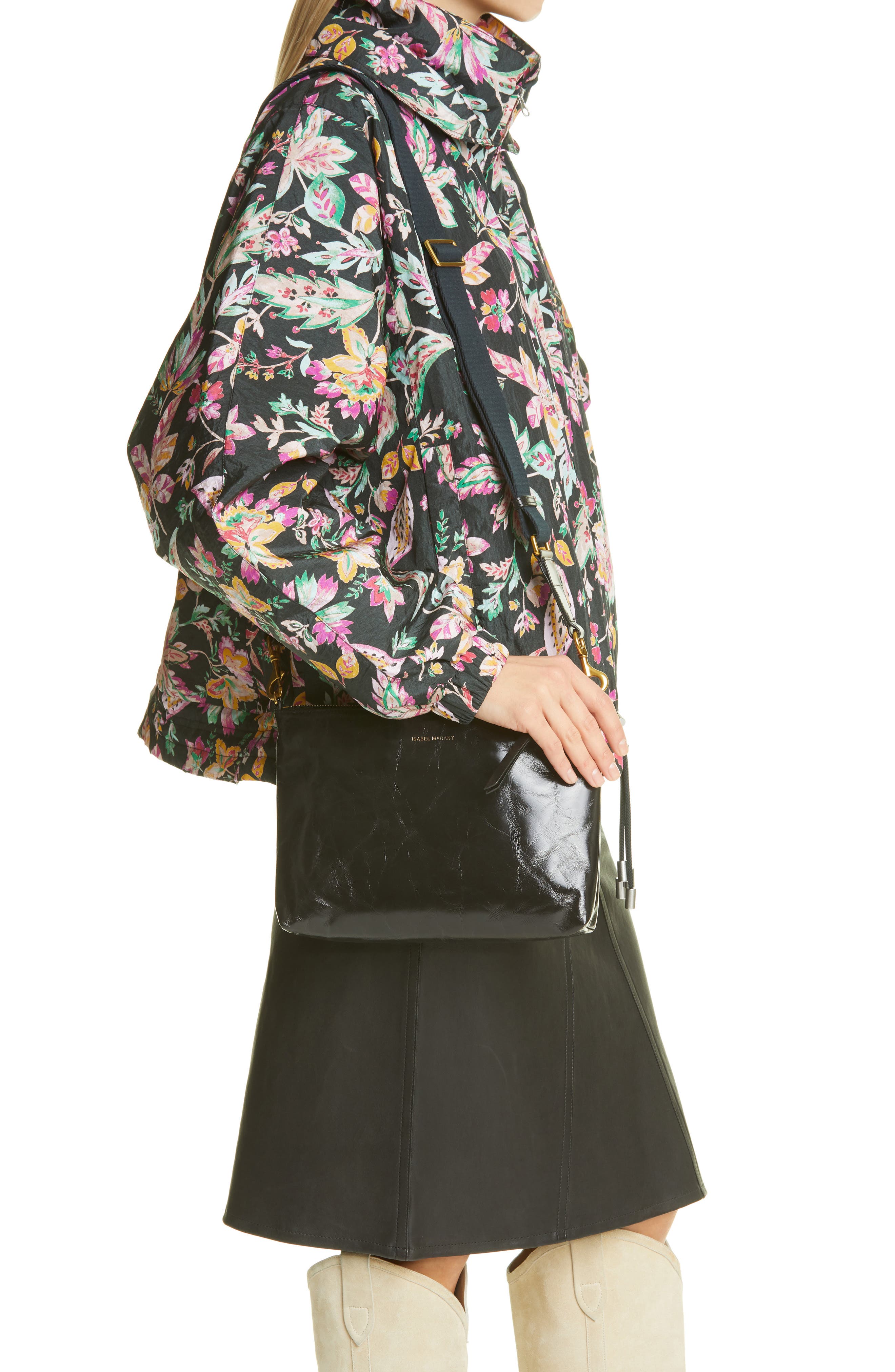 Isabel Marant New Nessah Leather Crossbody Bag, Alternate, color, 