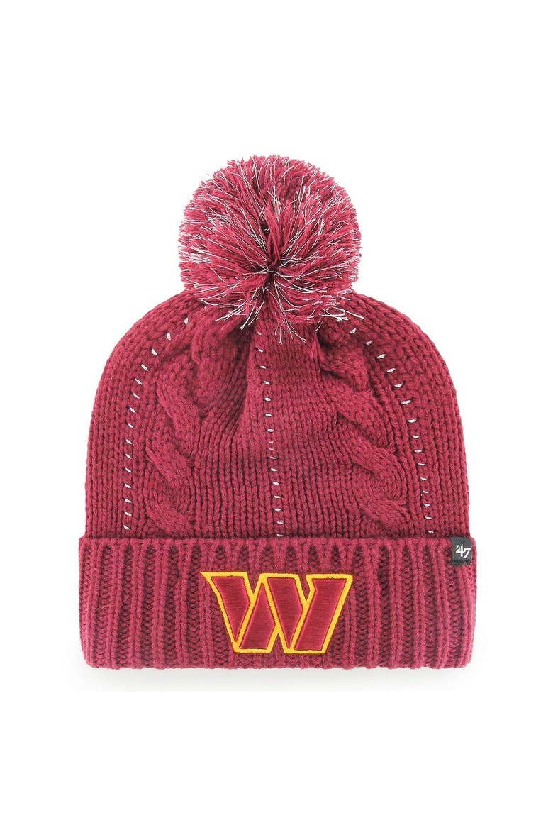 Women's '47 Burgundy Washington Commanders Bauble Cuffed Knit Hat with Pom, Main, color, Burgundy