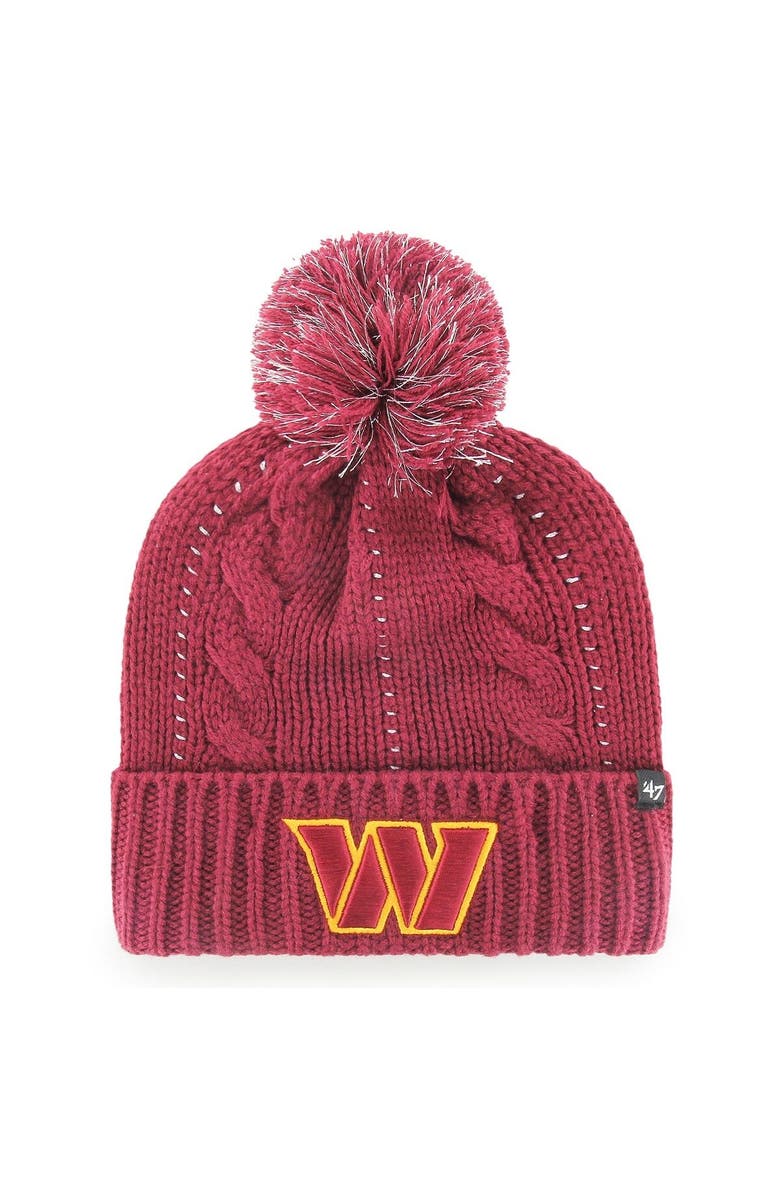 '47 Women's '47 Burgundy Washington Commanders Bauble Cuffed Knit Hat with Pom, Main, color, 
