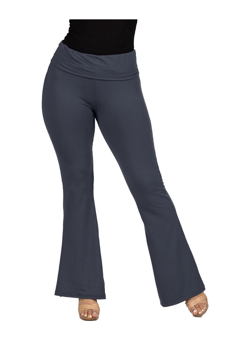 Black Bell Bottom Foldover Waist Sweatpants, Main, color, Charcoal