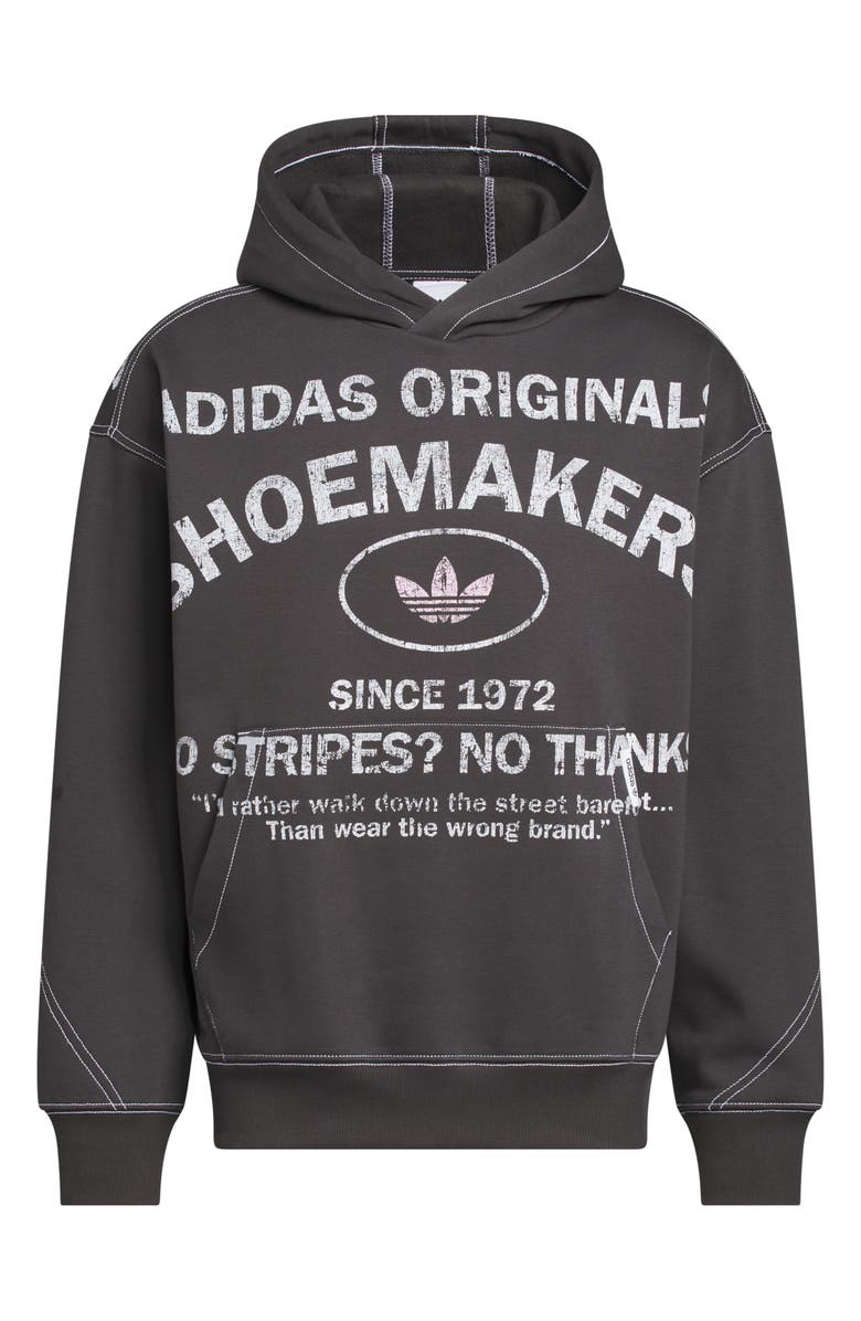 adidas Shoemaker Loose Fit Graphic Hoodie, Alternate, color, Utility Black