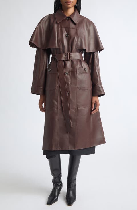 Caitlin Leather Trench Coat
