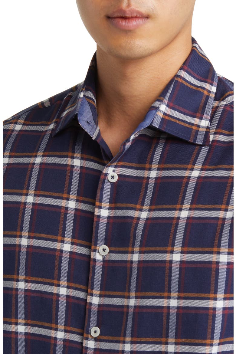 Tricolor Plaid Dry Touch® Performance Button-Up Shirt, Alternate, color, NAVY