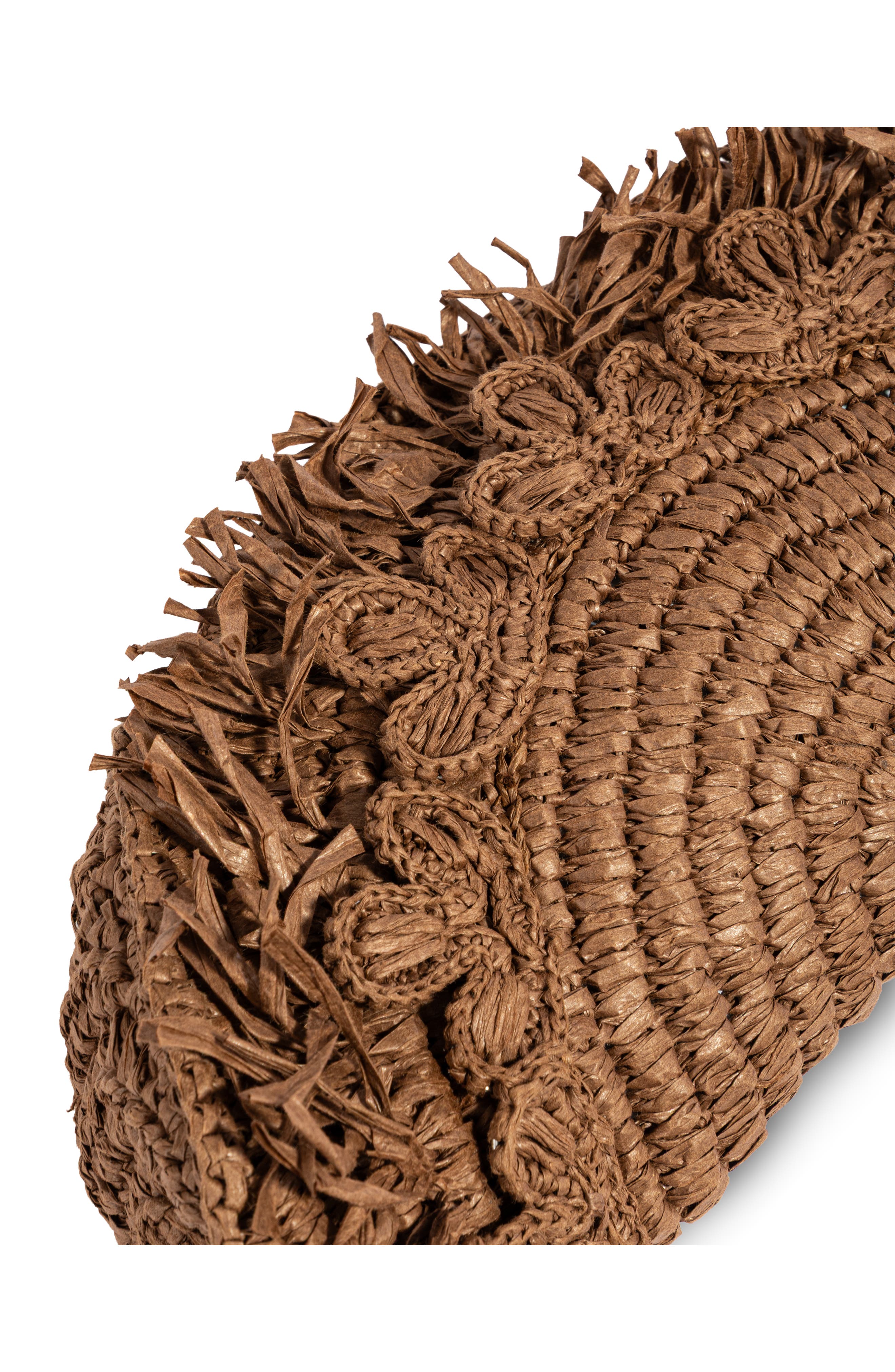 Lily Straw Clutch, Alternate, color, DARK BROWN