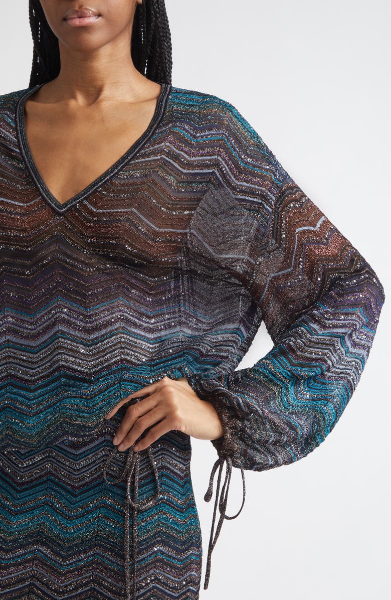 Missoni Zigzag Metallic Sequin Sweater, Alternate, color, Dark Blue Tones